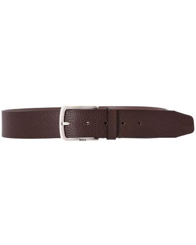 BOSS Grained Leather Belt - Brown