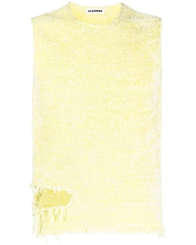 Jil Sander Distressed-finish Knitted Top - Yellow