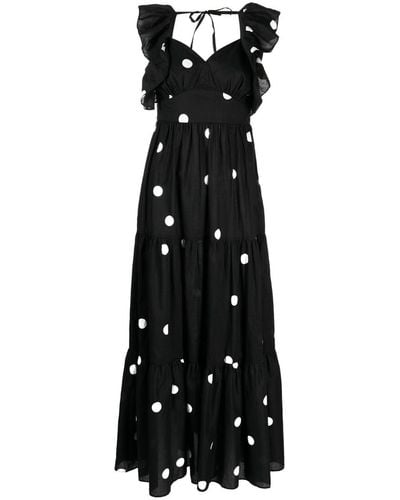 Cynthia Rowley Vestido con motivo de lunares - Negro