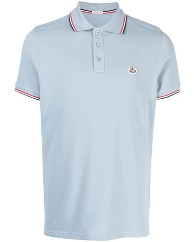 Moncler Logo-appliqué Cotton Polo Shirt - Blue