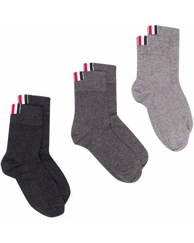 Thom Browne Three-pack Ankle-length Socks - White