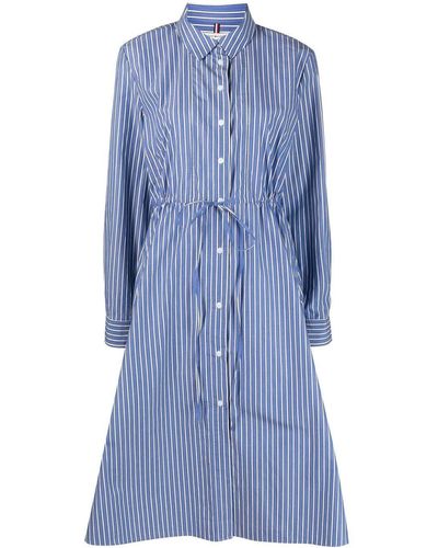 Tommy Hilfiger Stripe Mid-length Shirt Dress - Blue