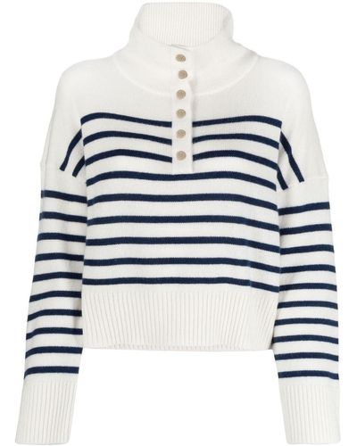 Maje Striped Cashmere Jumper - White