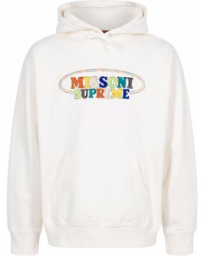 Supreme X Missoni Hoodie Met Geborduurd Logo - Wit
