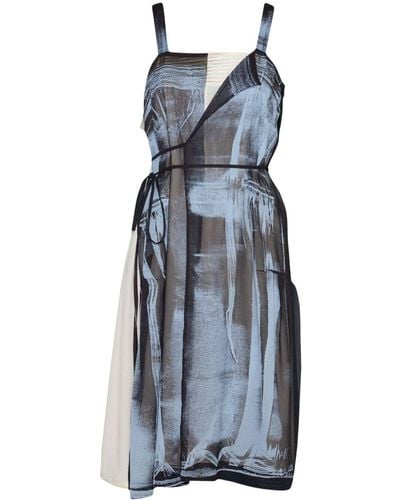 Maison Margiela Freeze-frame Silk Dress - Blue