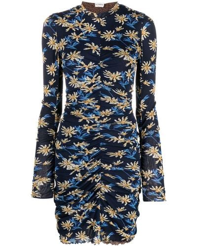 Diane von Furstenberg Azula Paris Floral-pattern Reversible Minidress - Blue