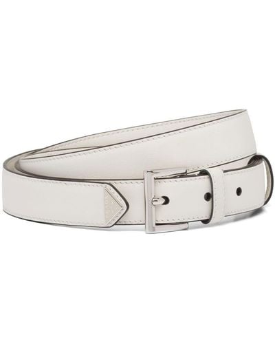 Prada Triangle-logo Leather Belt - White