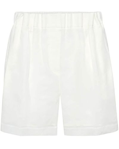 Brunello Cucinelli Elasticated-waist Cotton Shorts - White