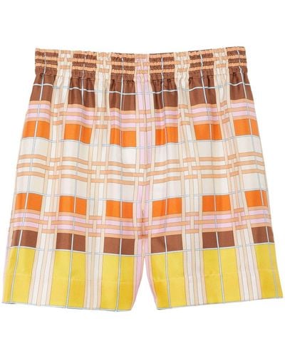 Burberry Pantalones cortos con motivo geométrico - Naranja
