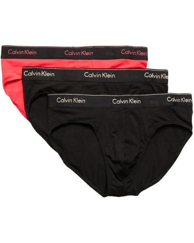 Calvin Klein Logo-waistband Briefs (pack Of Three) - Black