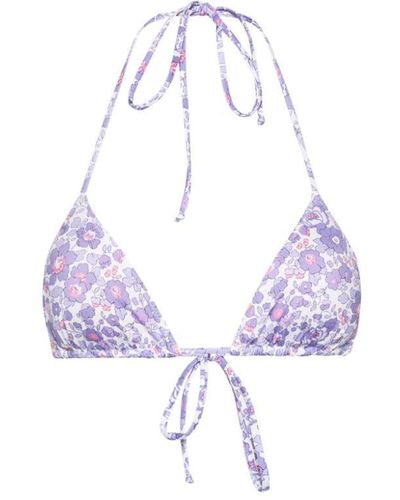 Mc2 Saint Barth Leah Virgo Floral-print Bikini Top - Purple