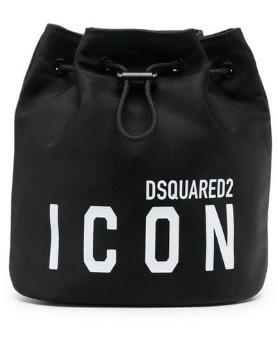 DSquared² Icon-print Bucket Bag - Black