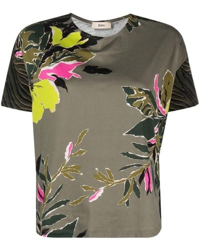 Herno T-shirt en coton à fleurs - Vert