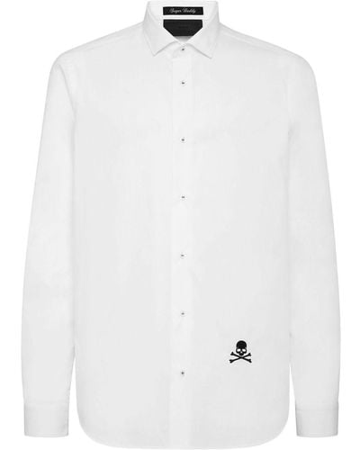 Philipp Plein Sugar Daddy Skull-embroidered Shirt - White