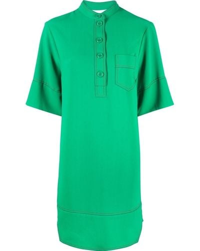 See By Chloé Contrast-stitch Short-sleeve Shift Dress - Green