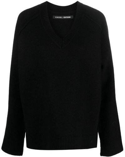 Kassl V-neck Merino Wool Sweater - Black