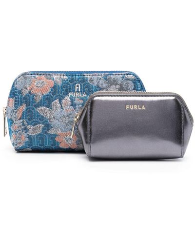 Furla Zipped Makeup Bags (set Of Two) - Blue