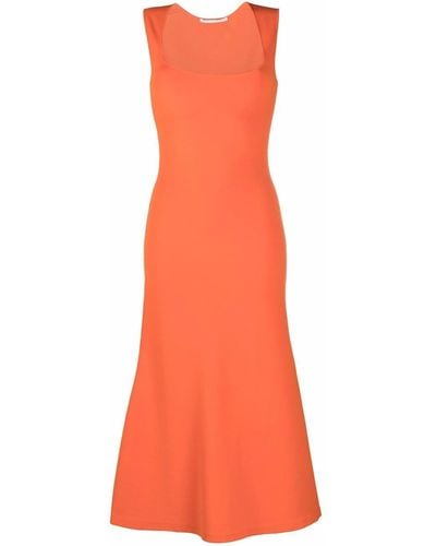 Stella McCartney Square-neck Sleeveless Flared Dress - Orange