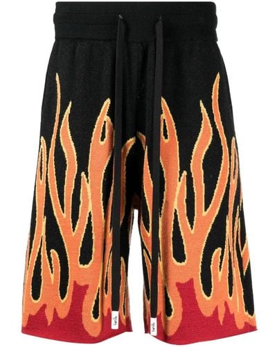 Haculla Un In Flames Intarsia-knit Shorts - Orange