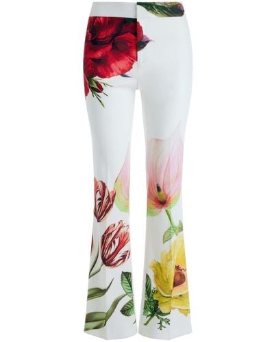 Alice + Olivia Livi Floral-print Bootcut Trousers - White