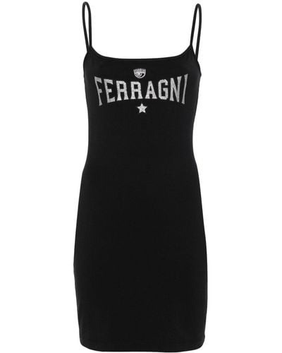 Chiara Ferragni グリッターロゴ ドレス - ブラック