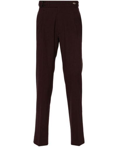 Tagliatore Pressed-Crease Button-Fastening Tapered Trousers - Brown