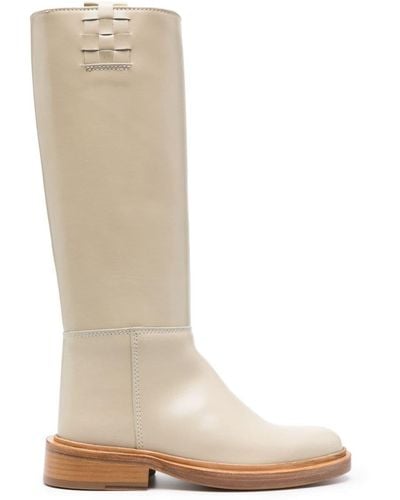 Hereu Knee-high Polished Leather Boots - White