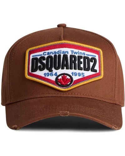 DSquared² Logo Applique Cotton Cap - Brown