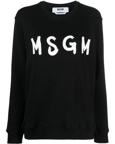 MSGM Sweat en coton à logo imprimé - Noir