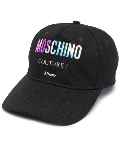 Moschino Casquette en coton à logo imprimé - Noir