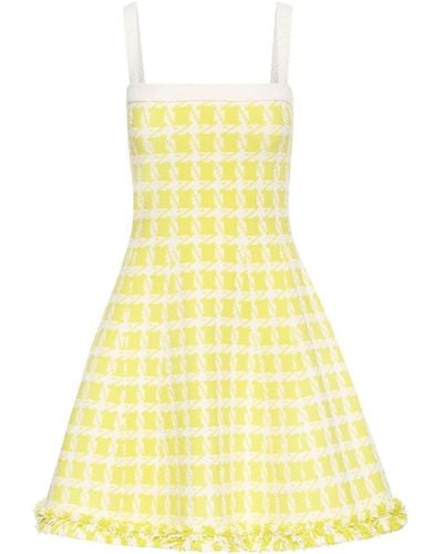 Oscar de la Renta Check-pattern Wool Dress - Yellow