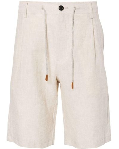 Eleventy Drawstring-waist Linen Shorts - White