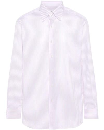 Brioni Striped Cotton Shirt - White