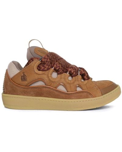 Lanvin Curb Panelled Trainers - Brown