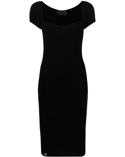 Philipp Plein Rib-knit Midi Dress - Black