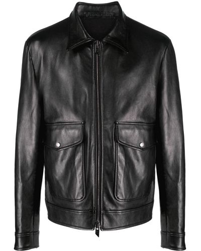 Salvatore Santoro Leather Zip-up Jacket - Black