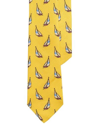 Polo Ralph Lauren Sailboat-jacquard Linen Tie - Yellow