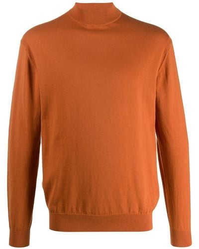 N.Peal Cashmere Pullover mit Stehkragen - Orange