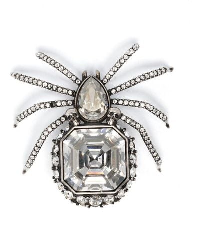 Alexander McQueen Crystal-embellished Spider Brooch - White
