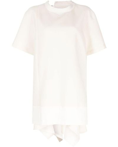 Sacai Draped-detail Round-neck Minidress - White