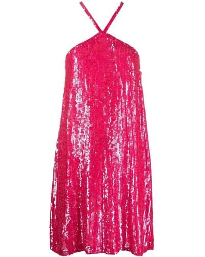 P.A.R.O.S.H. Sequin-embellished Halter Mini Dress - Pink