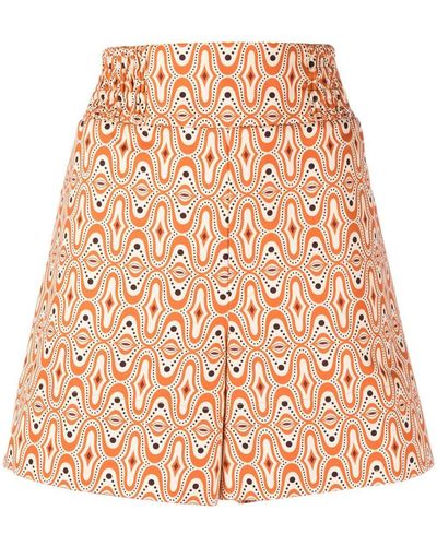 Colville Printed High-rise Shorts - Orange