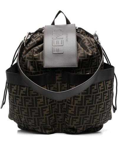 Fendi Monogram Pattern Backpack - Black