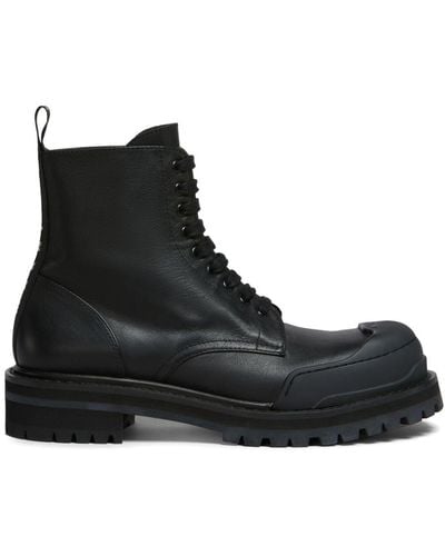 Marni Dada Army Leather Combat Boots - Black