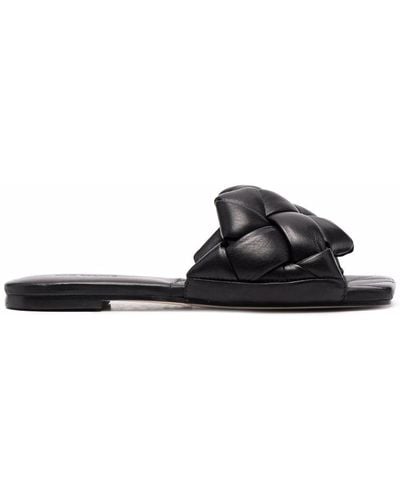 Vic Matié Square-toe Leather Sandals - Black