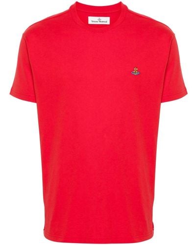 Vivienne Westwood T-shirt en coton à logo Orb brodé - Rouge