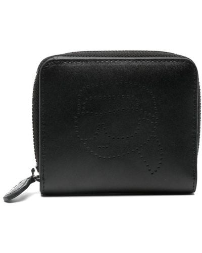 Karl Lagerfeld Perforated-logo Leather Wallet - Black