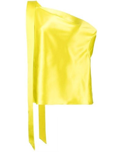 Michelle Mason Top de seda con hombros descubiertos - Amarillo