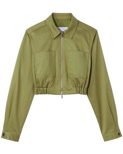 PROENZA SCHOULER WHITE LABEL Bomber crop con zip - Verde