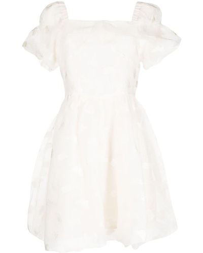 B+ AB Crinkle-finish Pleated Mini Dress - White